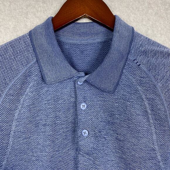 Lululemon Shirt Mens S Midnight Shadow Tempest Blue Metal Vent Tech Polo - Picture 2 of 7